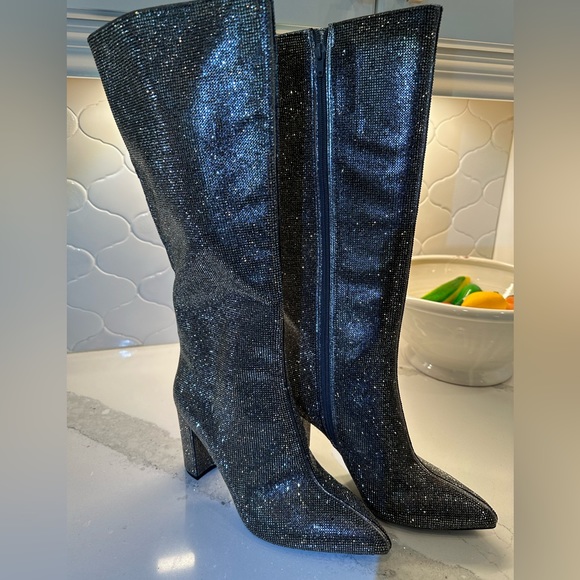 NWT INC Pewter Crystal Knee Boots - Picture 6 of 7
